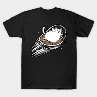 Galactic Feast: Happy Cat in Space Bowl T-Shirt